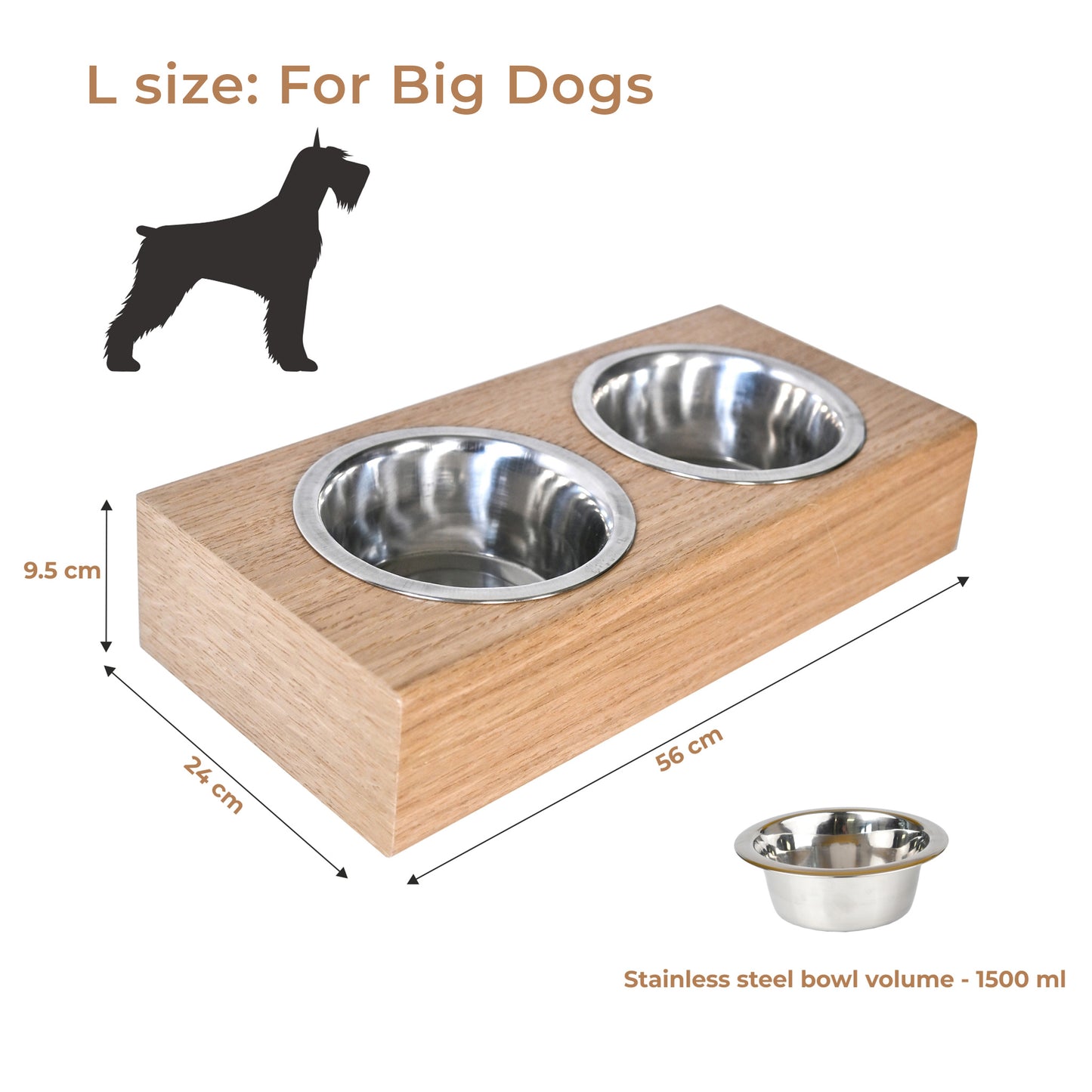 Wooden Elevated Dog Bowl Stand, 3 Sizes for Dogs and Cats