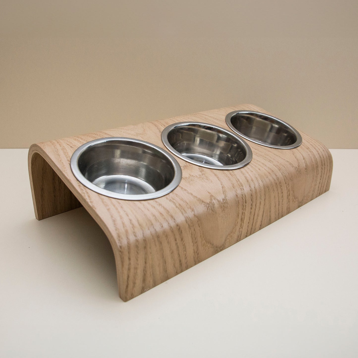 Wooden Elevated Cat and Dog Bowl Stand with 3 Bowls